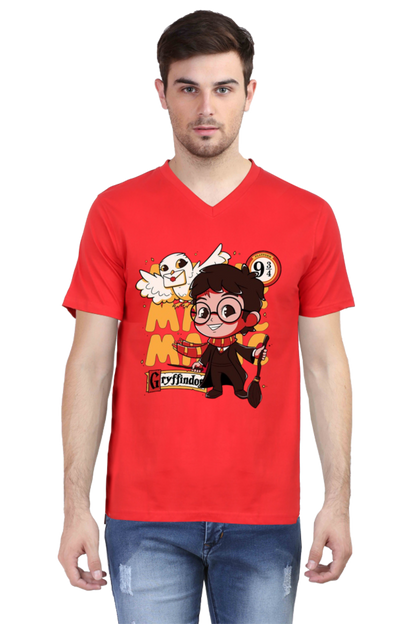 Mens Vneck Half Sleeve Tshirt(Harry Porter Cartoon Design) - Accents and Apparels