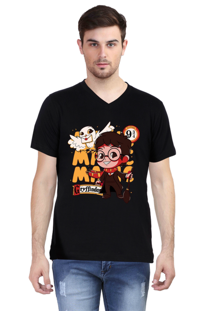 Mens Vneck Half Sleeve Tshirt(Harry Porter Cartoon Design) - Accents and Apparels