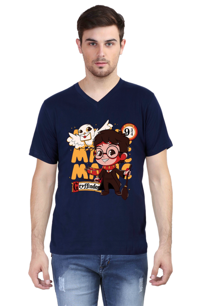 Mens Vneck Half Sleeve Tshirt(Harry Porter Cartoon Design) - Accents and Apparels